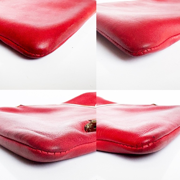 Bonnie Cashin for Coach Swinger Bag Double Frame Kiss Lock Red Leather Vintage - Picture 11 of 15